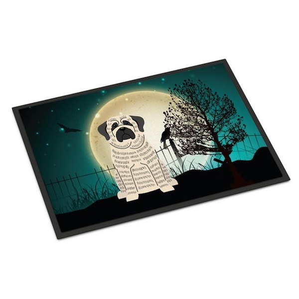 Carolines Treasures Halloween Scary Mastiff Brindle White Indoor or Outdoor Mat, 18 x 0.25 x 27 in. BB2206MAT - main